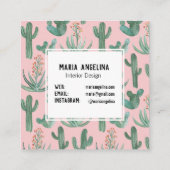 Ontwerpontwerp van woestijncactus en Waterverven Vierkante Visitekaartje (Achterkant)