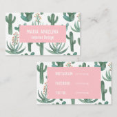 Ontwerpontwerp van woestijncactus en Waterverven Visitekaartje (Voorkant / Achterkant)