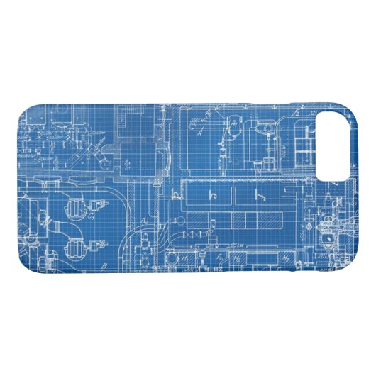 Ontwerpontwerpkaart blauw afdrukken docent archite Case-Mate iPhone case (Achterkant (Horizontaal))
