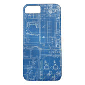 Ontwerpontwerpkaart blauw afdrukken docent archite Case-Mate iPhone case (Achterkant)