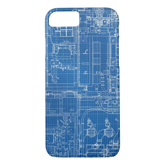 Ontwerpontwerpkaart blauw afdrukken docent archite Case-Mate iPhone case (Achterkant)