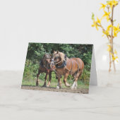 Ontwerppaarden op harnas-verjaardag kaart (Gele Bloem)
