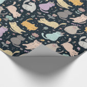 Ontwerppapier voor katten en bloemen cadeaupapier (Hoek)