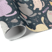 Ontwerppapier voor katten en bloemen cadeaupapier (Rol Hoek)