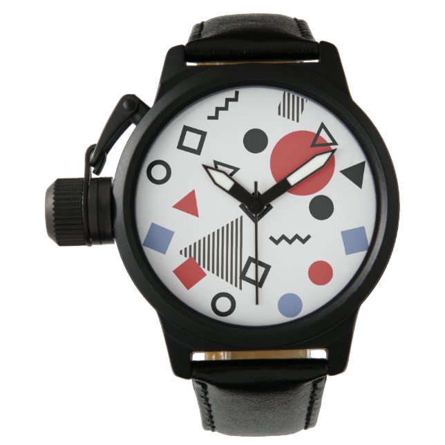Ontwerppatroon Retro Memphis Horloge (Voorkant)