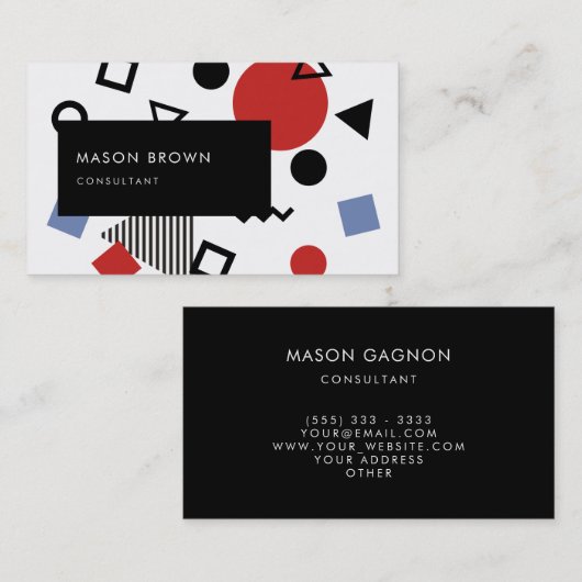 Ontwerppatroon Retro Memphis Visitekaartje (Voorkant / Achterkant)