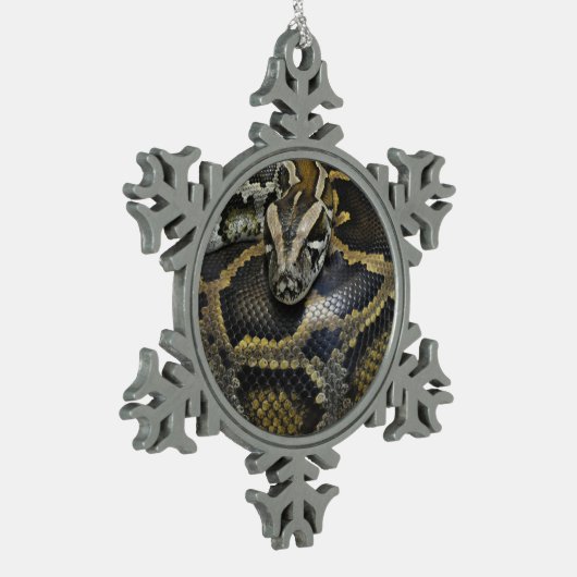 Ontwerpproducten "Royal Python" Tin Sneeuwvlok Ornament (Links)