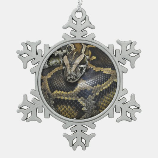 Ontwerpproducten "Royal Python" Tin Sneeuwvlok Ornament (Voorkant)