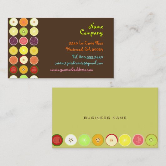 Ontwerpprofielkaarten voor vruchten retro visitekaartje (Voorkant / Achterkant)