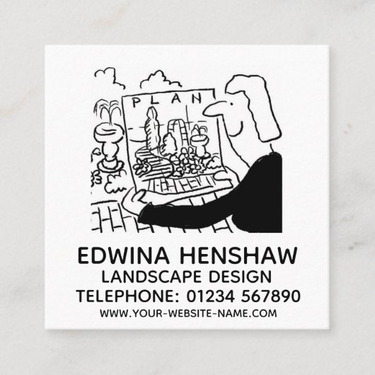Ontwerppromotie tuin- en landschapsontwerp vierkante visitekaartje (Voorkant)