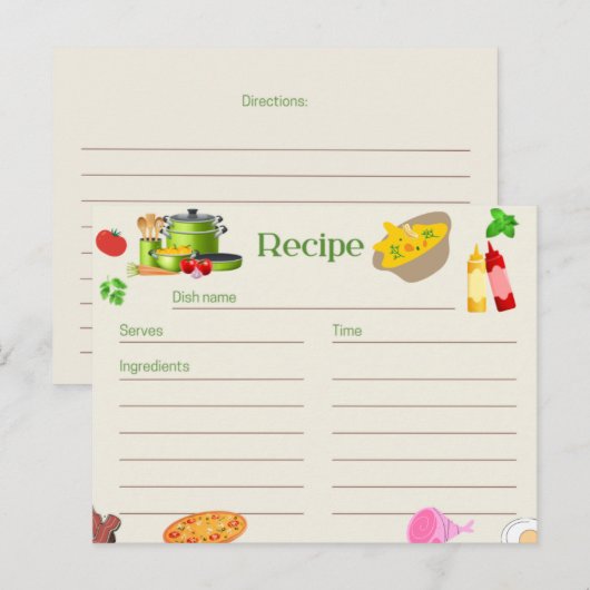 Ontwerprecept voor koken, Kaart (Voorkant / Achterkant)