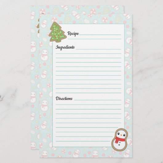 Ontwerpreceptenlijst voor Cute Red & Blue Holiday- (Voorkant / Achterkant)