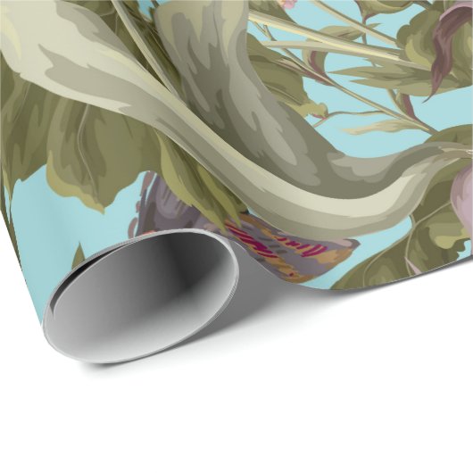 Ontwerpsjaal met geraniums en wilde bloemen. Tren Cadeaupapier (Rol Hoek)