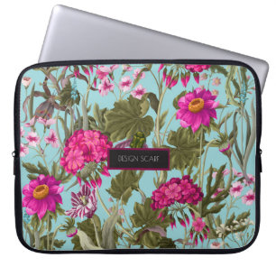 Ontwerpsjaal met geraniums en wilde bloemen. Tren Laptop Sleeve