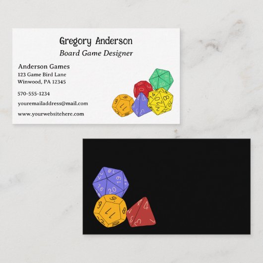 Ontwerpspel voor kaartspel, RPG Fantasy Dice Maker Visitekaartje (Voorkant / Achterkant)
