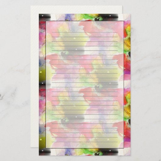 Ontwerpstructuur rode, gele waterverf briefpapier (Voorkant / Achterkant)