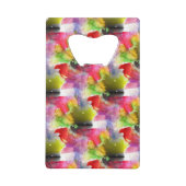 Ontwerpstructuur rode, gele waterverf creditkaart flessenopener (Voorkant)