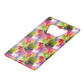 Ontwerpstructuur rode, gele waterverf creditkaart flessenopener (Voorkant Gekanteld)