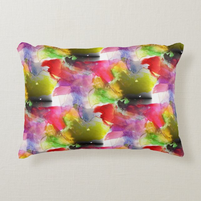Ontwerpstructuur rode, gele waterverf decoratief kussen (Voorkant)