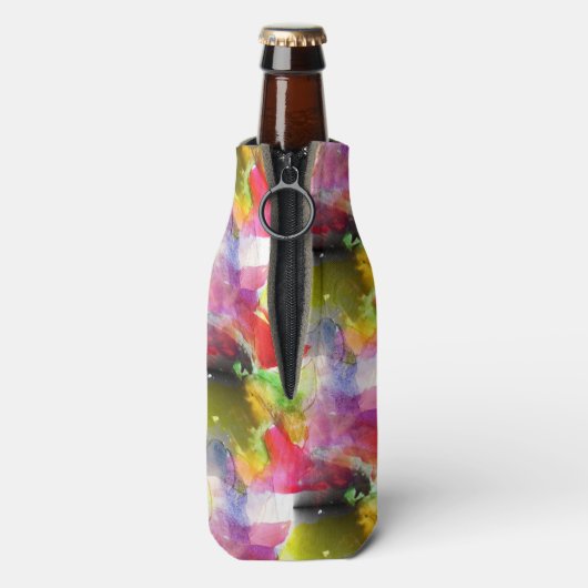 Ontwerpstructuur rode, gele waterverf flesjeskoeler (Fles Achterkant)