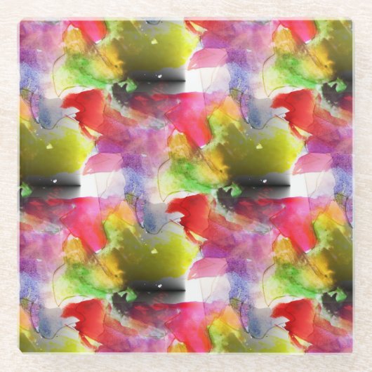 Ontwerpstructuur rode, gele waterverf glazen onderzetter (Voorkant)