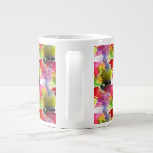 Ontwerpstructuur rode, gele waterverf grote koffiekop (Achterkant)