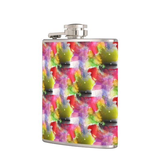 Ontwerpstructuur rode, gele waterverf heupfles (Links)