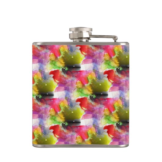 Ontwerpstructuur rode, gele waterverf heupfles (Achterkant)