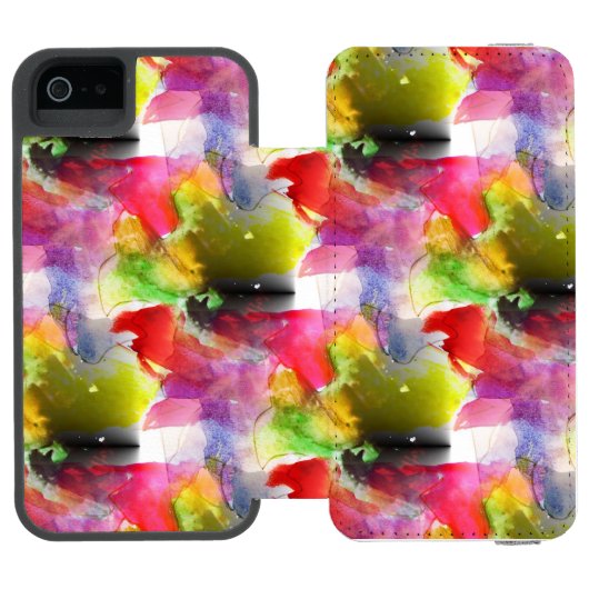 Ontwerpstructuur rode, gele waterverf incipio iPhone portemonnee hoesje (Agenda Open)