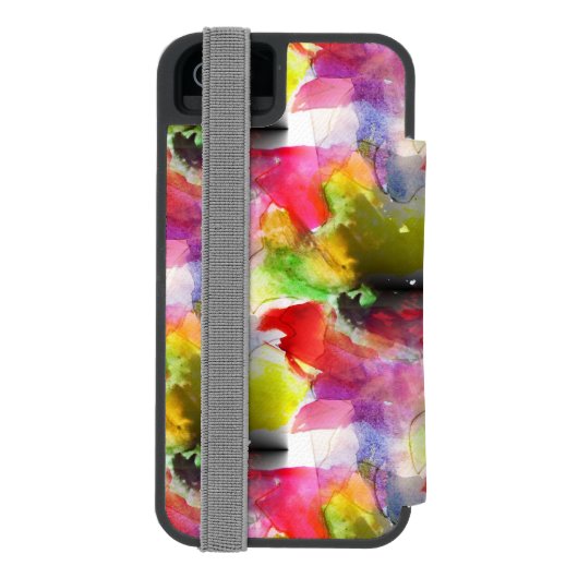 Ontwerpstructuur rode, gele waterverf incipio iPhone portemonnee hoesje (Agenda Achterkant)