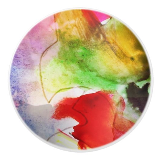 Ontwerpstructuur rode, gele waterverf keramische knop (Voorkant)