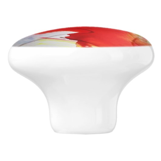 Ontwerpstructuur rode, gele waterverf keramische knop (Zijkant)