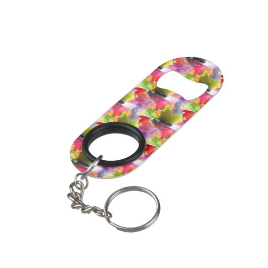 Ontwerpstructuur rode, gele waterverf mini flessenopener (Achterkant Gekanteld)