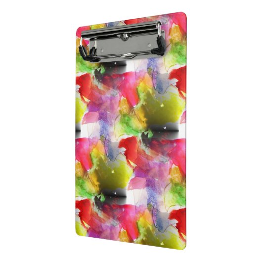 Ontwerpstructuur rode, gele waterverf mini klembord (Angled2)