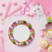 Ontwerpstructuur rode, gele waterverf papieren bordje (Feest)