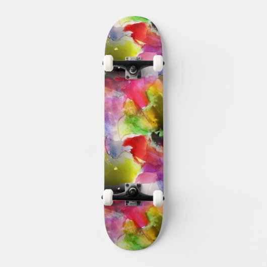 Ontwerpstructuur rode, gele waterverf skateboard (Voorkant)