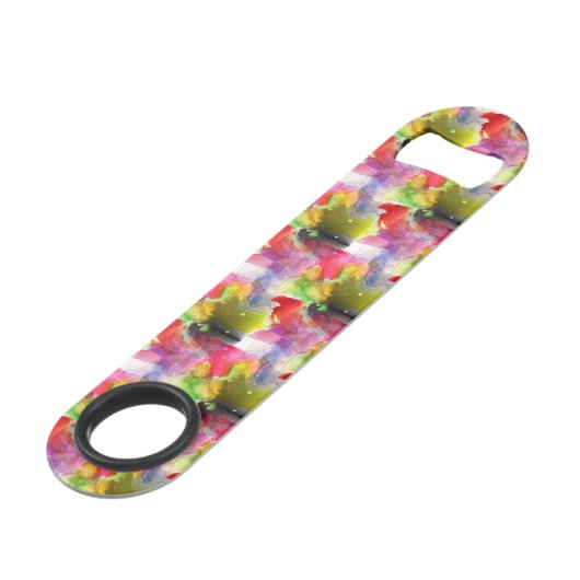 Ontwerpstructuur rode, gele waterverf speed flessenopener (Voorkant Gekanteld)