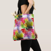 Ontwerpstructuur rode, gele waterverf tote bag (Dichtbij)