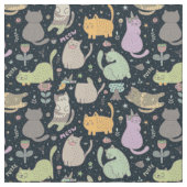 Ontwerpstructuur voor katten en bloemen stof (Close Up)