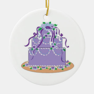 Ontwerptaart in paarse tinten keramisch ornament