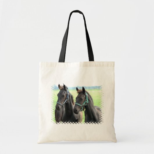 Ontwerptas voor zwarte paarden tote bag (Voorkant)
