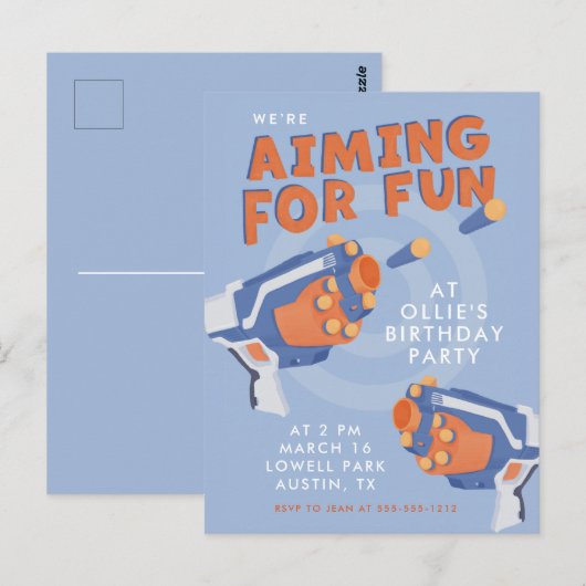 Ontwerpuitnodiging voor pistolen met schuim briefkaart (Voorkant / Achterkant)