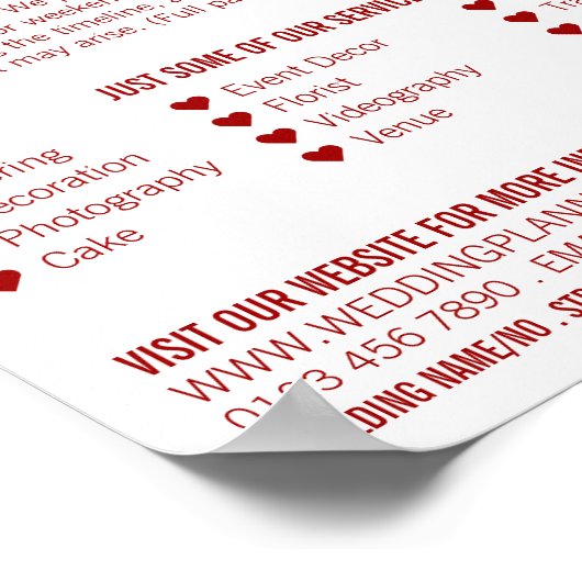 Ontwerpvoorstel, bruiloft gebeurtenissenbord Adver Poster (Hoek)