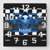 Ontwerpwandklok racen slepend racebus vierkante klok (Voorkant)