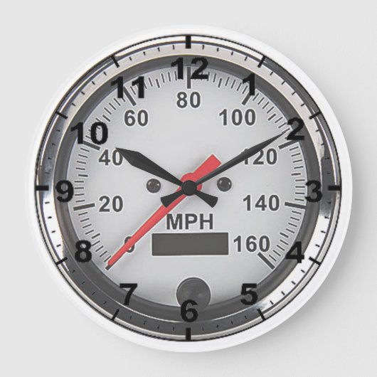 Ontwerpwandklokken van "Retro chrome speedometer" Grote Klok (Voorkant)
