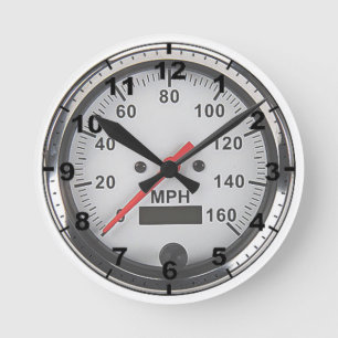 Ontwerpwandklokken van "Retro chrome speedometer" Ronde Klok