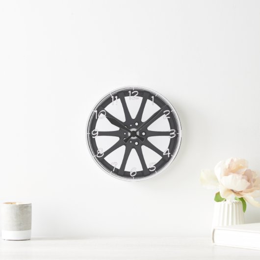 Ontwerpwandklokken van "zwarte-autowielen" ronde klok (Huis)