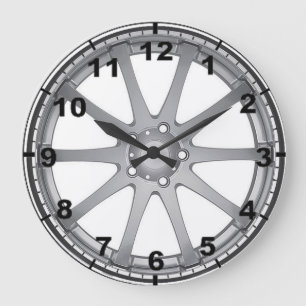 Ontwerpwandklokken "Zilver Alloy Wheel" Grote Klok