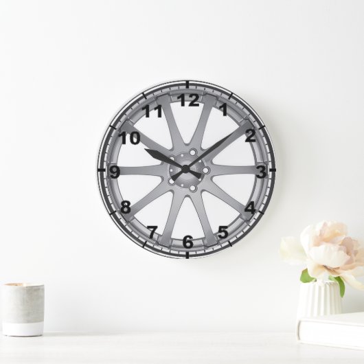 Ontwerpwandklokken "Zilver Alloy Wheel" Grote Klok (Huis)