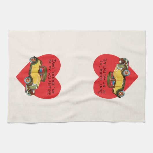 Ontwijk me niet, wees mijn Valentijn! Retro Valent Theedoek (Horizontaal)